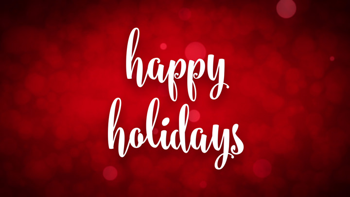 Happy Holidays Script on Red