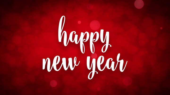 Happy New Year Script on Red